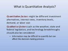 Creation of a quantitative analysis