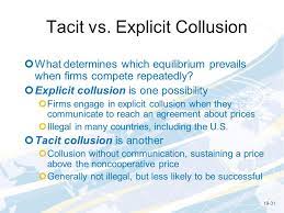Tacit and explicit collusion.