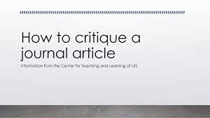 Journal article critique assignment